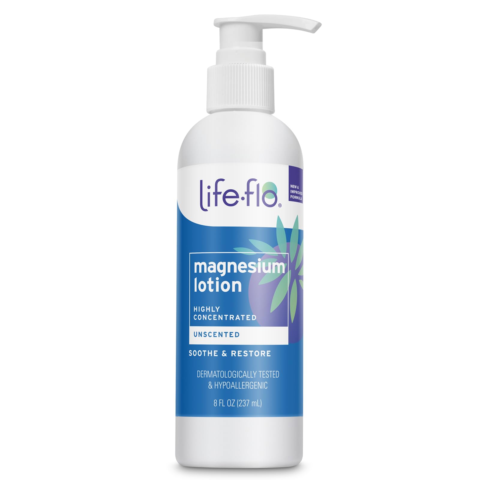 Life-flo Magnesium Lotion, Unscented Massage & Body Lotion, Relief & Relaxation for Overworked Muscles & Joints, With Magnesium Chloride from the Zechstein Seabed, Plus Shea Butter & Coconut Oil, 8oz