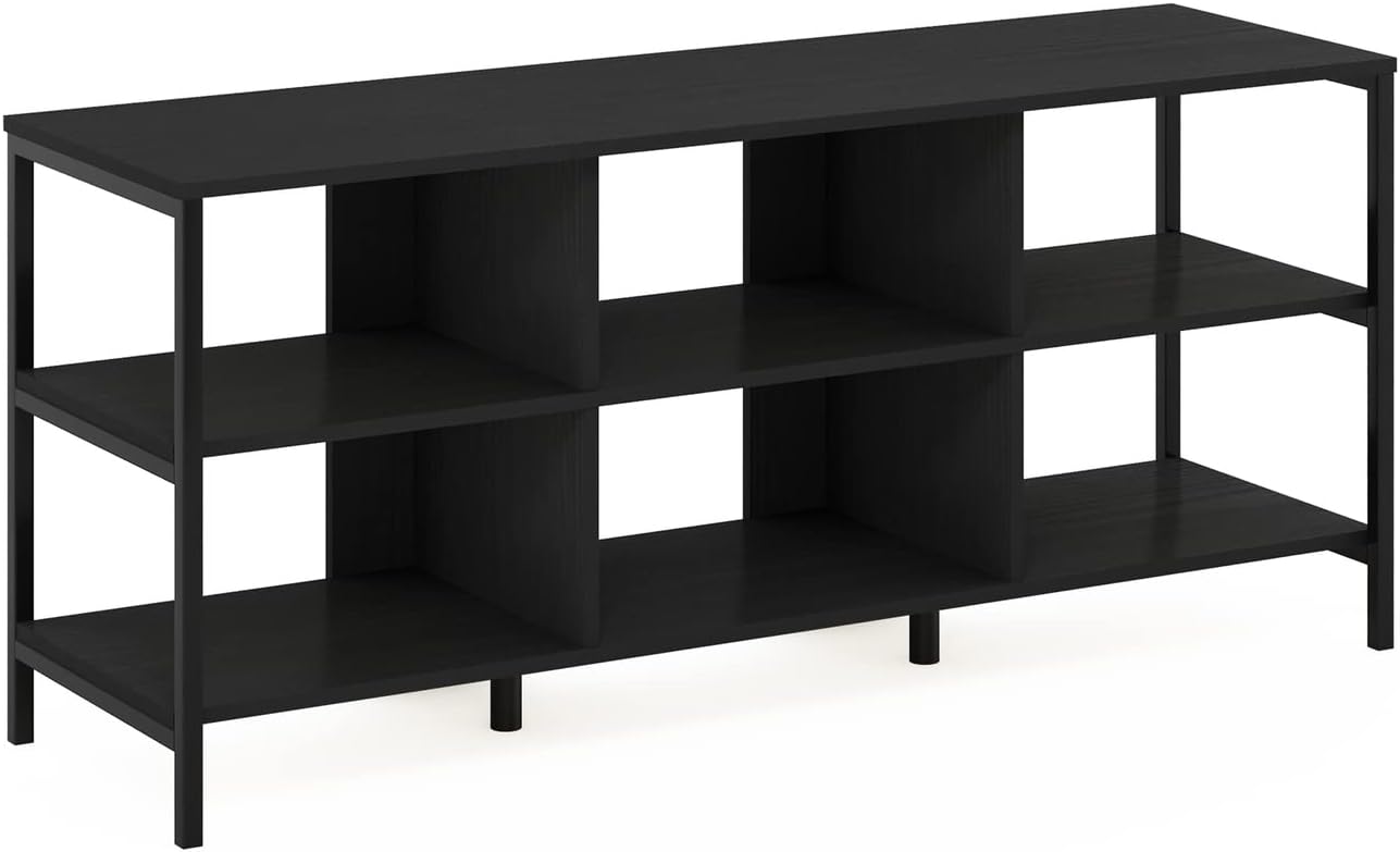 Furinno Classic Modern Living TV Stand, TV Entertainment Center with Open Shelves, for TVs up to 60 Inch, Americano/Black