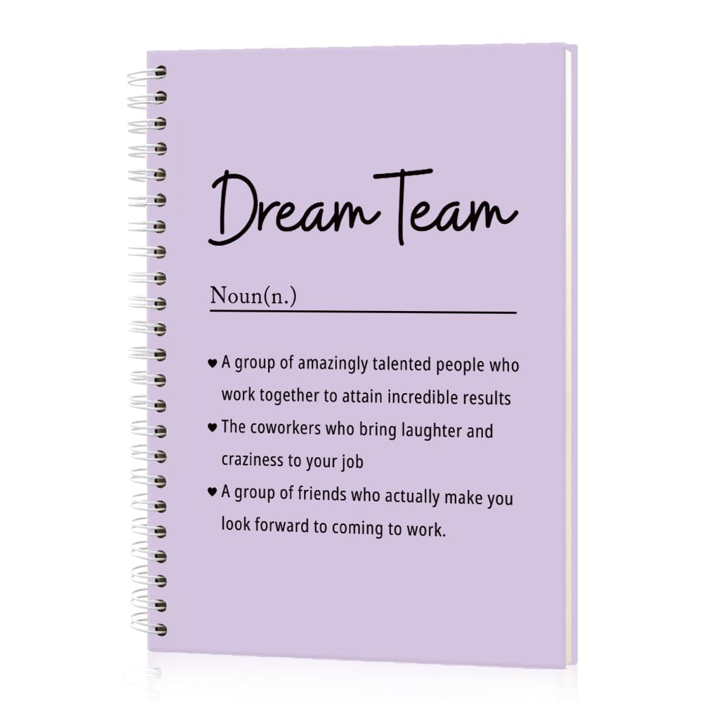 Msticey Dream Team Definition - Taccuino a spirale con copertina rigida viola, 160 pagine bianche, regalo ideale per compagni di squadra, lavoro, colleghi, apprezzamento dei dipendenti, regalo di