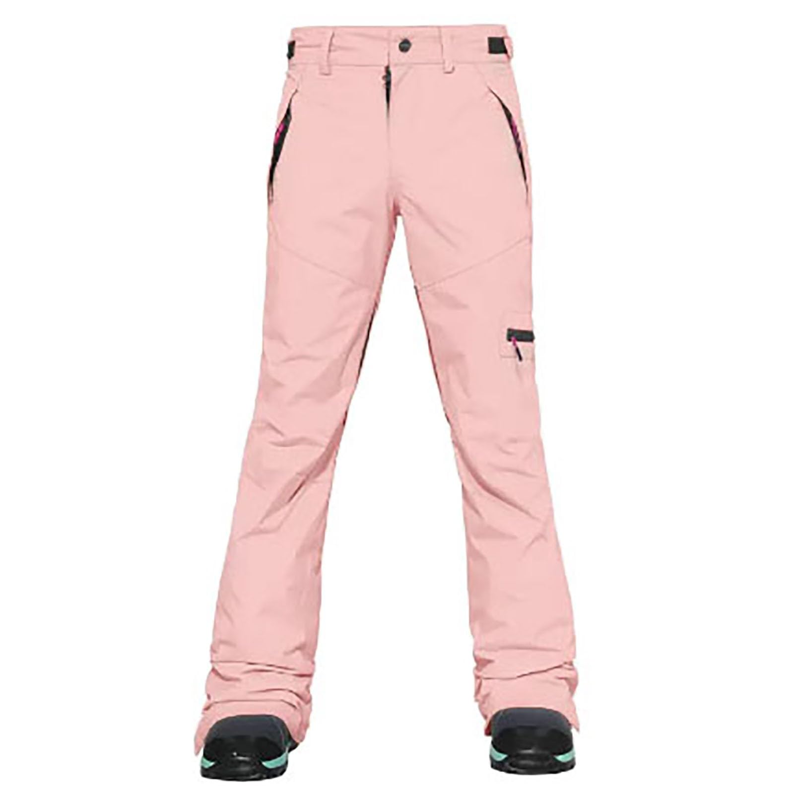 Pantalones de snowboard para mujer, pantalones térmicos de esquí para mujer, pantalones de esquí ligeros, pantalones de pierna recta con bolsillos con cremallera, cálidos, cómodos, para exteriores