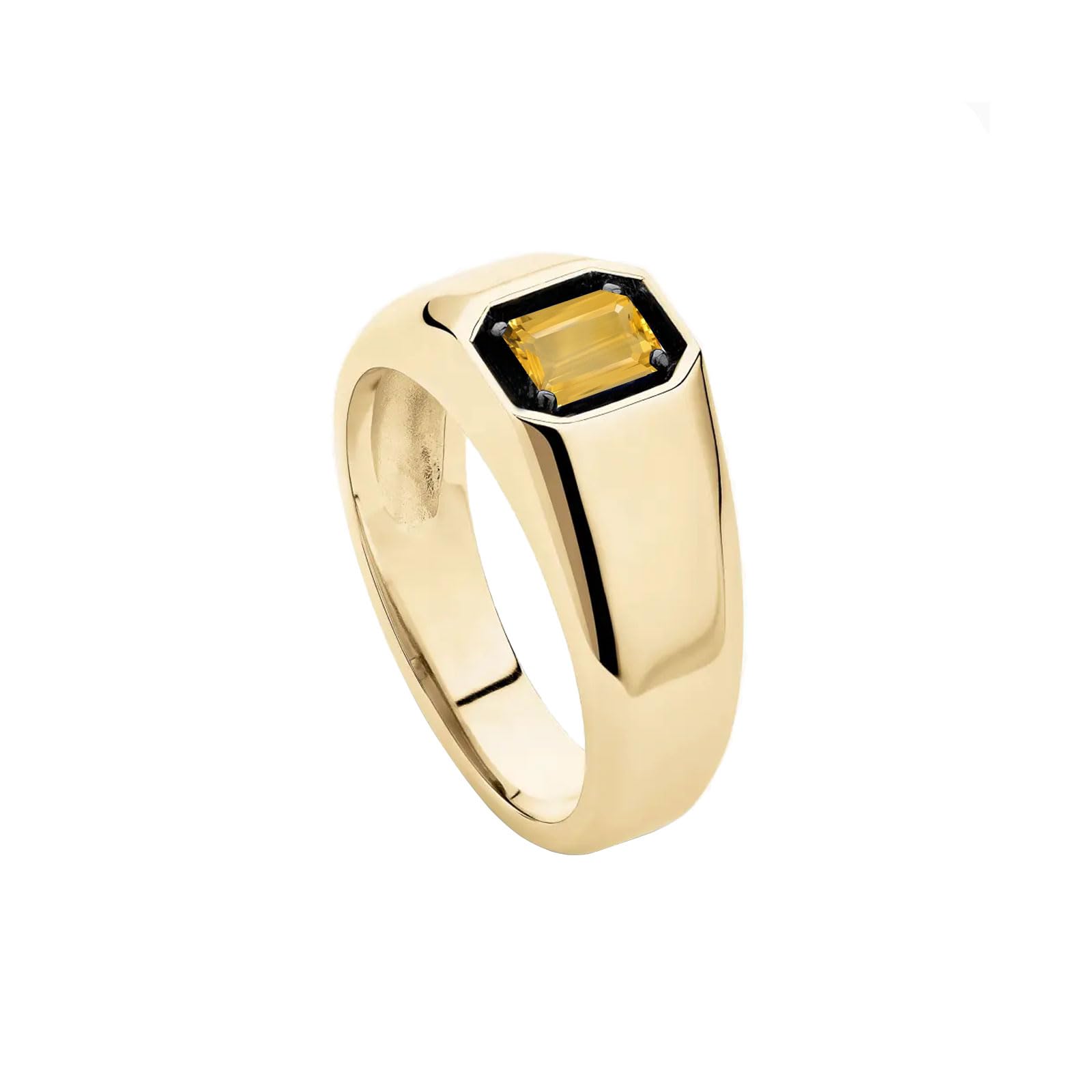 10K 14K 18K Gold Men's 2 Carat Emerald Cut Gemstone Ring Custom Gemstone Birthstone Pinky Ring for Men Jewelry Gift for Him