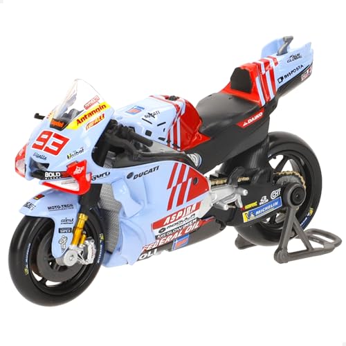 MAISTO Maqueta MotoGP 2024 Ducati Gresini Marc Márquez, Dorsal 93, Escala 1:18 con soporte exhibición, Metal die-cast, Fórmula 1, Moto de carreras, +3 años (78119)