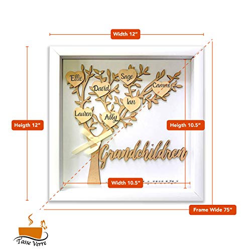12x12-Grandchildren-Shadow-Box-Kit-Family-Tree-Gift-for-Grandparents-Grandma-Grandpa-with-7-Hearts-and-40-Gems-Gift-for-Grandparents-Grandchild-Grandkid-Nana-Mimi-Mothers-Day