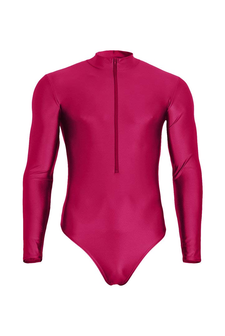 Herren Stringbody mit Kragen Front-RV und Druckverschluss im Schritt lange Ärmel 80% Polyamid 20% Elasthan, glänzend, stretch