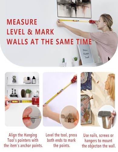 Image of Upgraded Picture Hanging Tool with 20 Sets of Hooks, All in One Picture Hanging Level, Portable Picture Leveling and Picture Hanging Kit, Picture Hanging Level for Hang Pictures, Mirrors, TVs