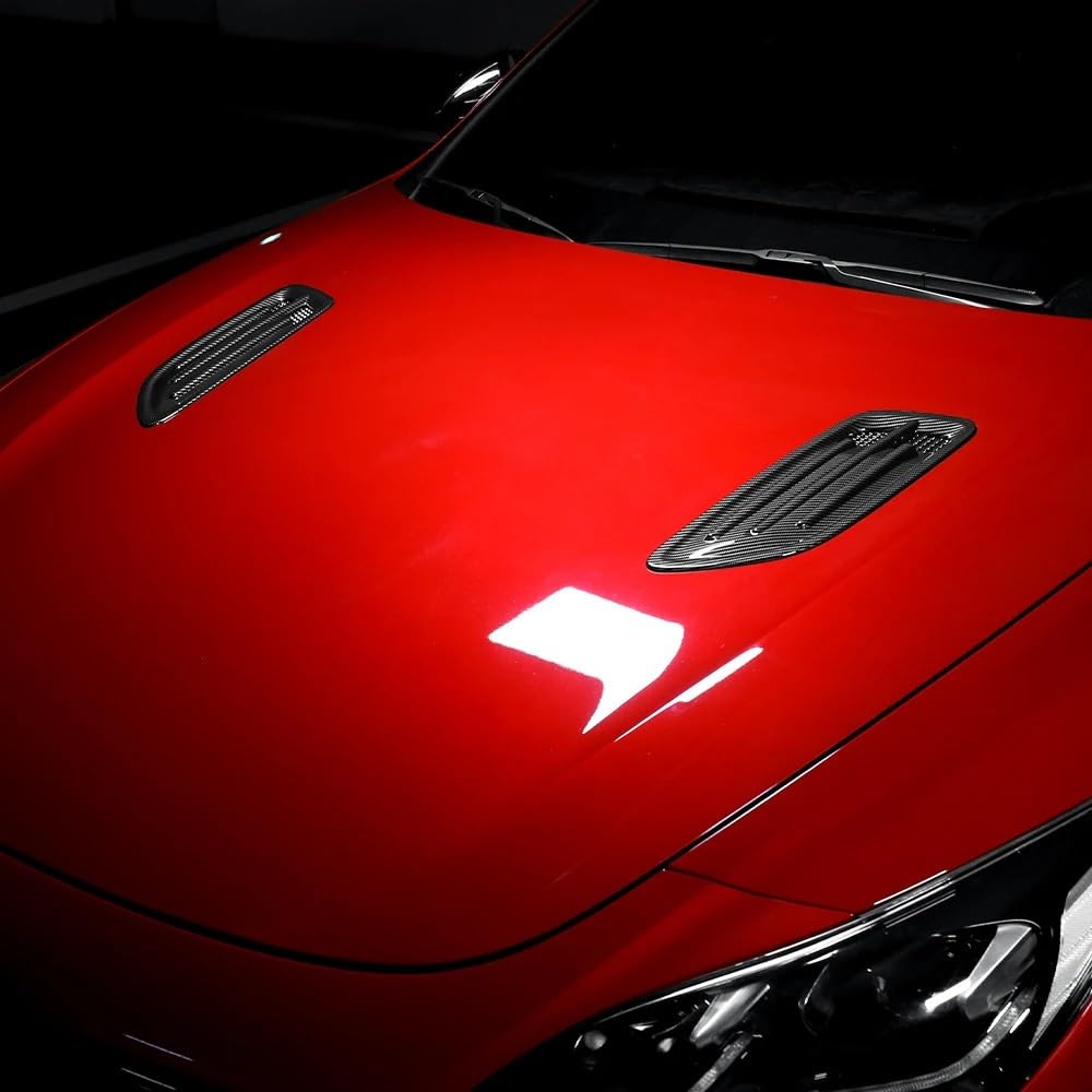 Pasuje do Stinger 2018-2023 czarny ABS maska ​​samochodu dopływ powietrza kratka wentylacyjna rama osłona tapicerka zewnętrzna(Carbon Fiber)