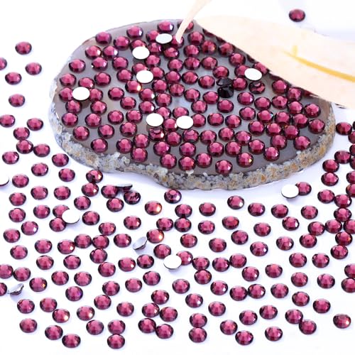 Image of Purple Flatback Rhinestones, Glass Rhinestones for Nail Art and Craft, Glue Fix, Loose Crystal Gemstones(Purple, SS20, 2880pcs, 4.6-4.8mm)