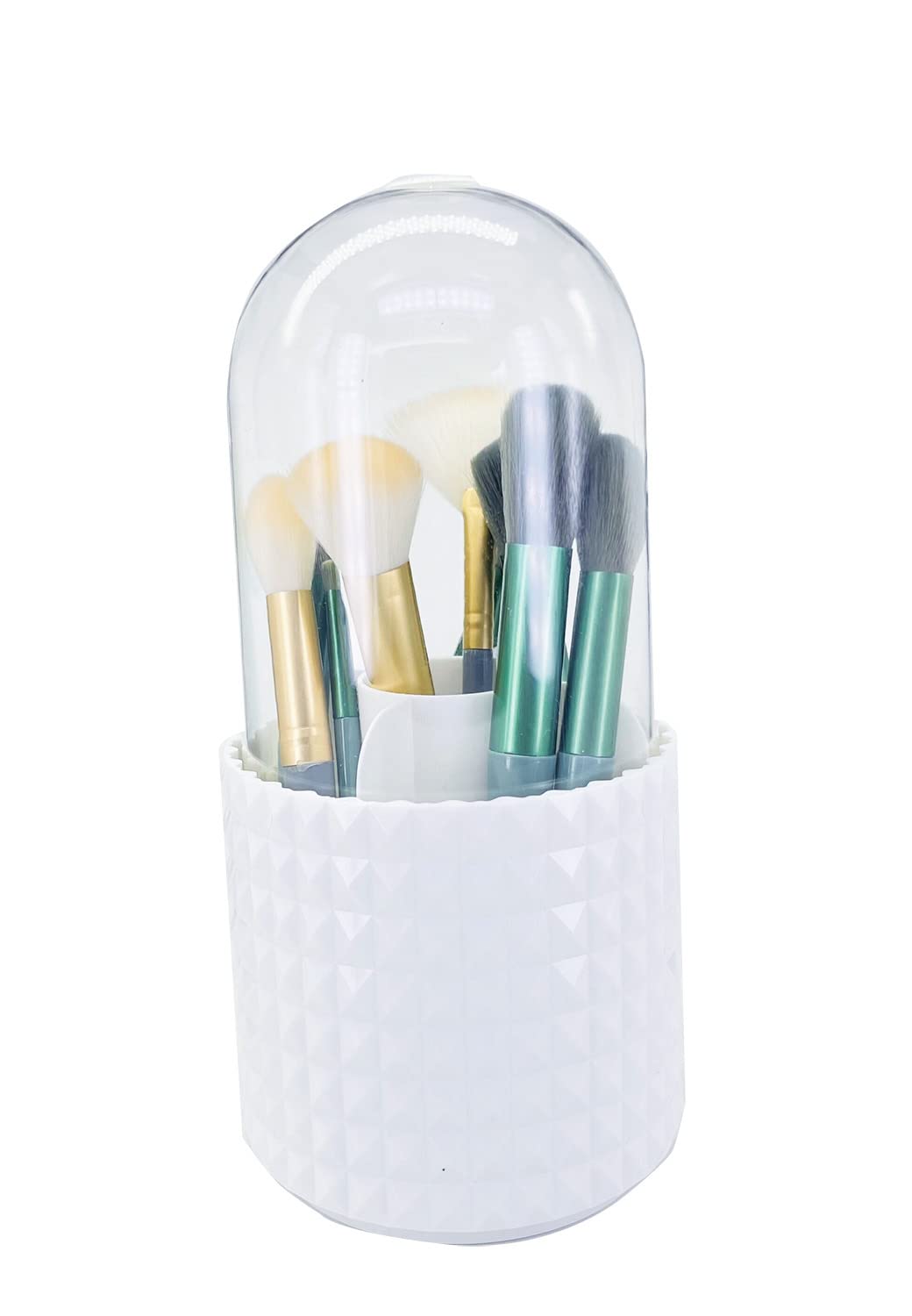 SMILESUN 360°Rotating Makeup Brush Holder Makeup Brush Organizer Cosmetics Make up Brush Organizer Storage with Lid for Vanity and Bathroom (Y-Style2)