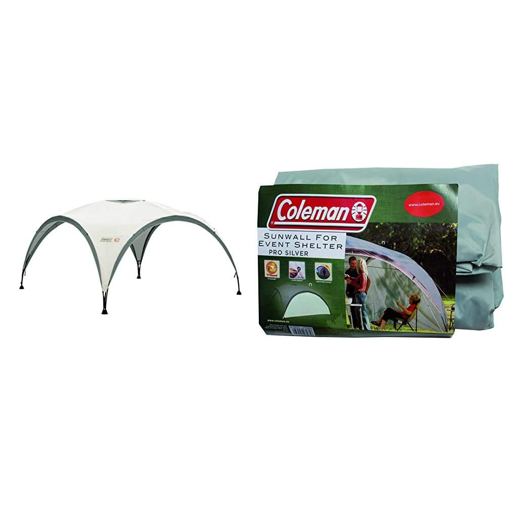 Coleman Gazebo, Event Shelter for Garden, Sturdy Steel Poles Construction, Grey/Green, L - 3.6 x 3.6 m, 13.3 m sq Shade Area with UV Protection 50+