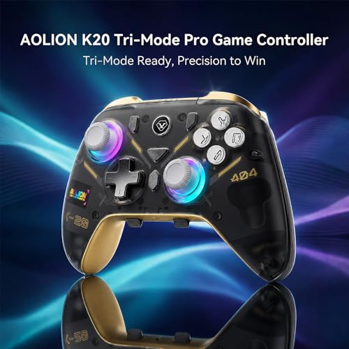 Image of Aolion gaming K20 Wireless Controller for Switch 2 /Switch /PC with Dock | Hall Effect Joysticks, 3-Stage Hall Triggers, 1000Hz Polling, Swappable D-Pad, Programmable Back Buttons