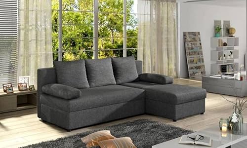 MeHome Ecksofa Gino 90x206x146cm Wohnlandschaft mit Schlaffunktion - Bettkasten Eckcouch Sofa Couch Schlafsofa Bett - Modern Komfortabel Funktional (Gino 5 Links) Cover