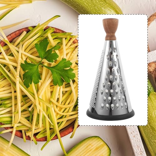 Rallador de Queso de Acero Inoxidable con Mango de Madera 9 pulg miniatura 7