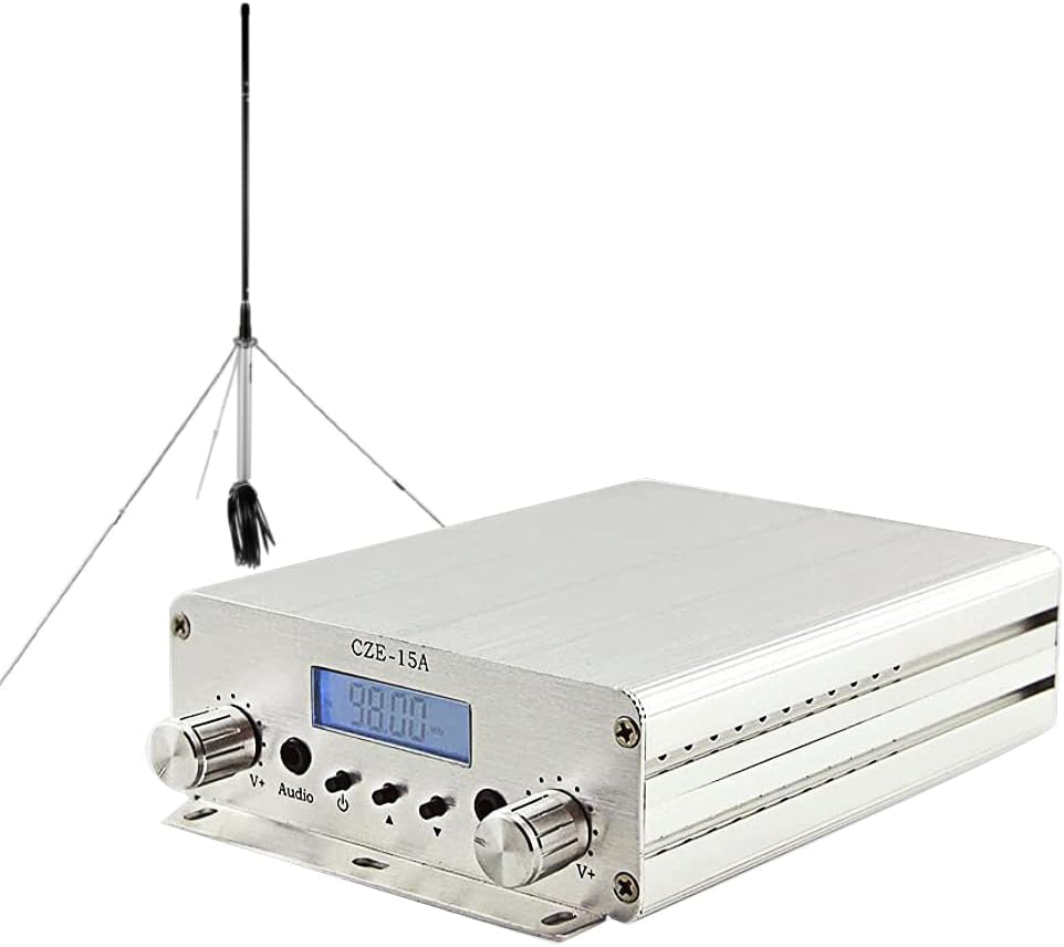15watt FM Transmitter,15W FM Radio Broadcast Transmitter for Church,Long Range FM Radio Transmitter Stereo for Drive-in Movie,Church Parking Lot,Radio Station