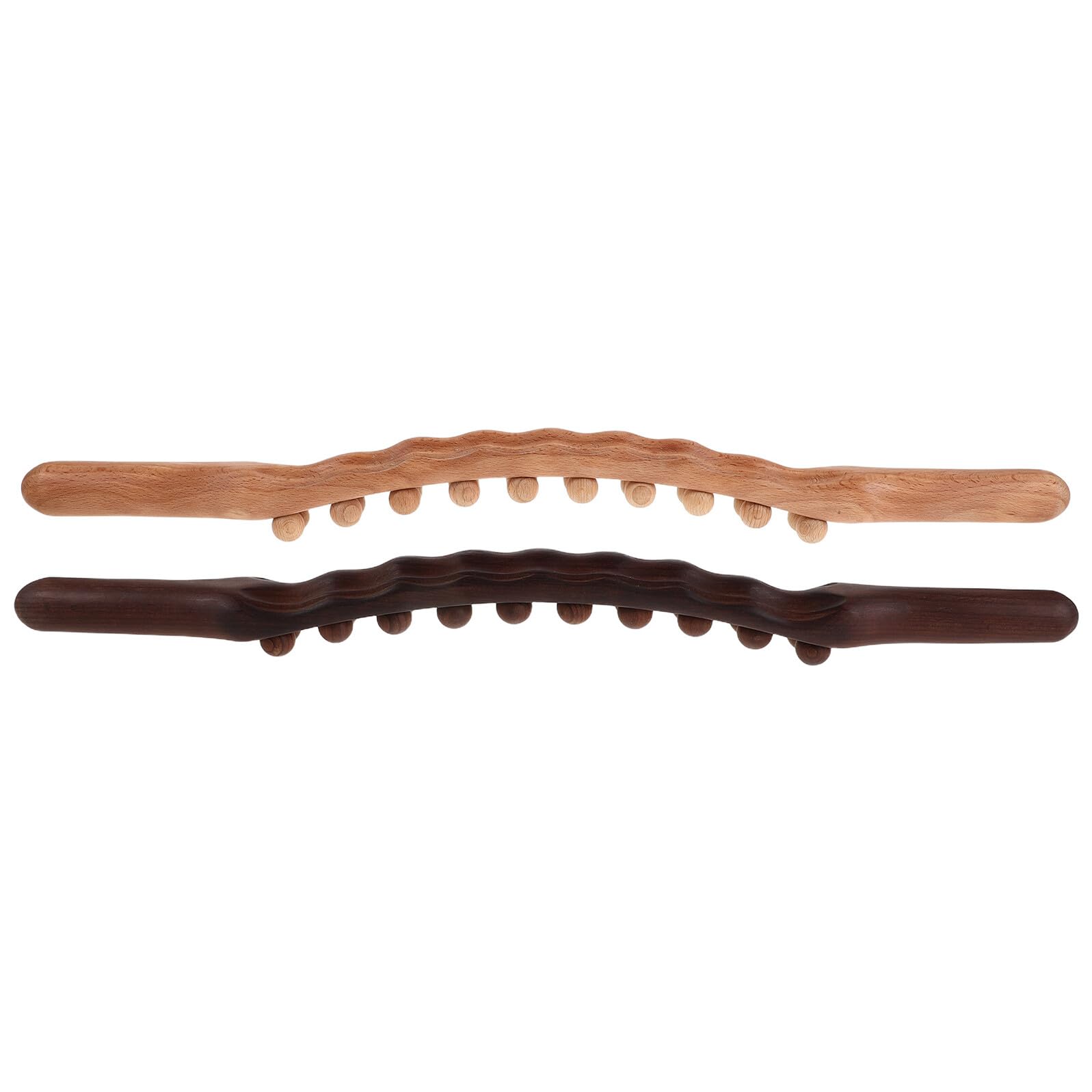 Healvian 2 Szt. Częściowy Roller Masażer Do Ciała z Podwójnymi Rzędami Kul z Drewna Węglowego Ręczny Wałek Gua Sha Do Masażu Mięśni Naturalny Drewniany Przyrząd i Spa