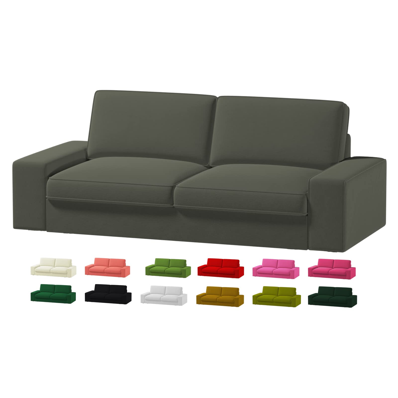 Velvet KIVIK Sofa Replacement Cover Fits IKEA KIVIK 3 Seat Sofa (228cm/89 3/4 inches), Only Cover (Don't Fit KIVIK 2 Seat Sofa) (Dark Grey)