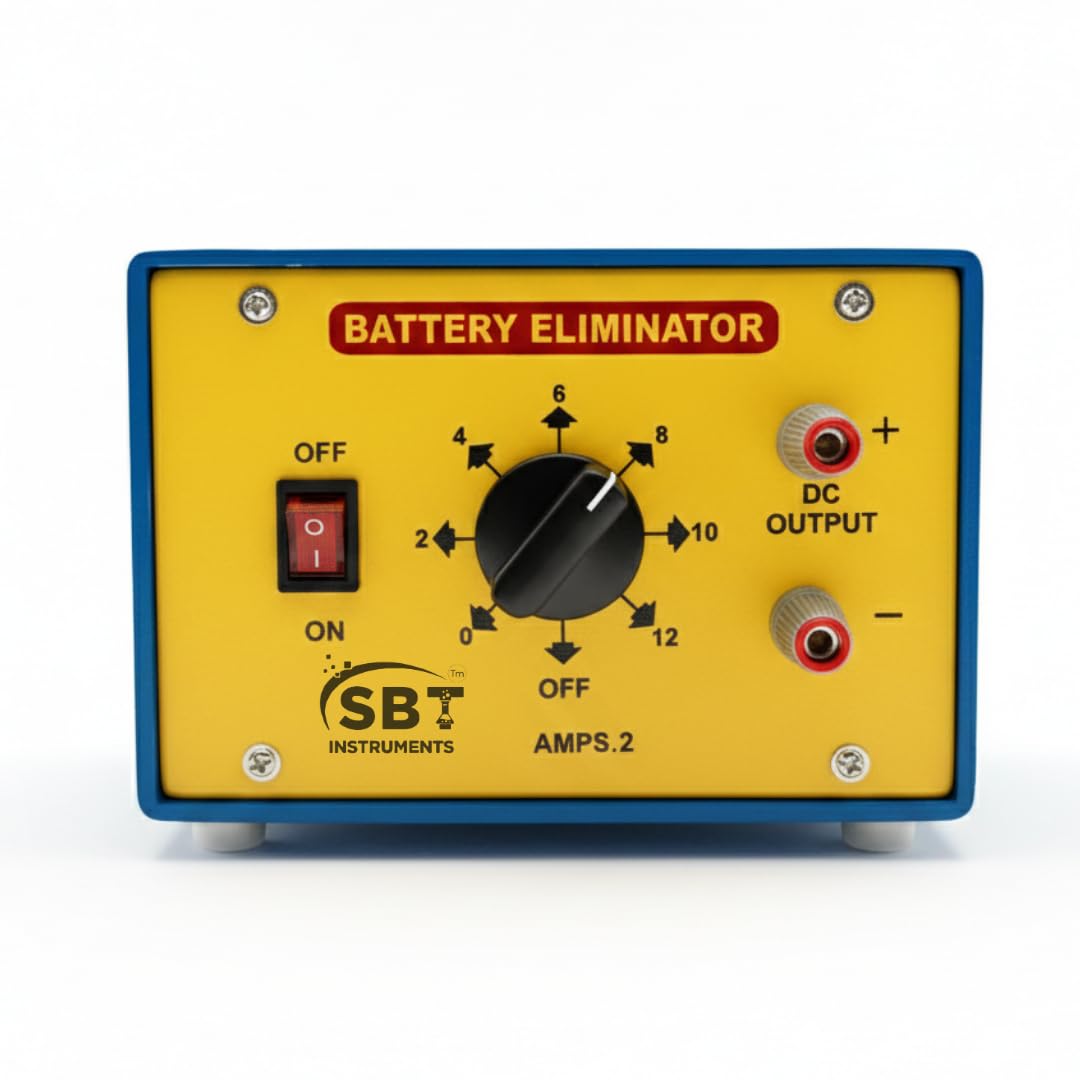 SBT Instruments Battery Eliminator 2A 2–12V Adjustable DC Power Supply for Physics Lab, School Experiments & Electronics Projects | Regulated Output – Pack of 1