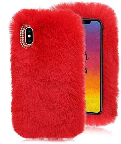 Miniatura 2 de LCHDA Funda de felpa para Google Pixel 6A, lindo conejito suave peludo, mullido, cálido, pelo de conejo sintético, flexible TPU con lazo de