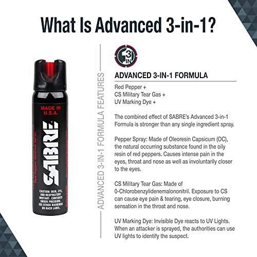 SABRE Magnum 120 3-In-1 Defense Spray, 35 Bursts, 12-Foot (4-Meter) Range, Triple Protection Formula Contains Pepper Spray, CS Military Gas and UV Marking Dye, Extra Large 92.4 Gram Canister - Image 3