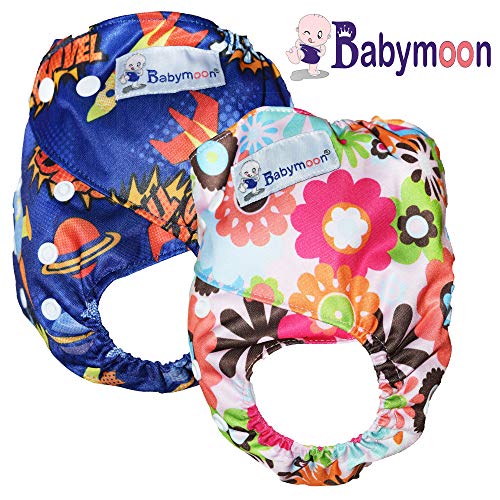 Image of Babymoon (Set of 2) Reusable Cloth Diaper, Premium Adjustable Size Waterproof Washable Pocket Cloth Diaper Nappie