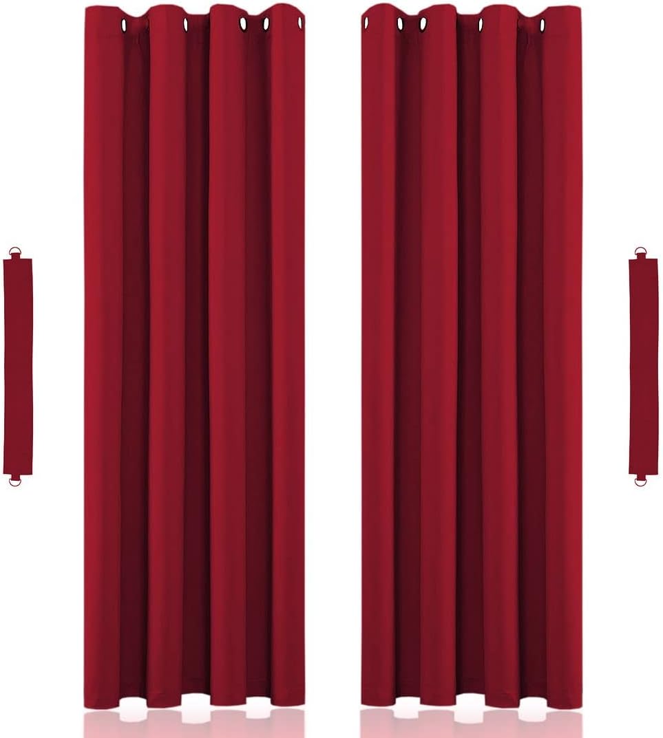 John Aird Blackout Curtains Thermal Energy Saving Eyelet Curtains for Bedroom & Living Room Including Tie Backs (Red, W 46" x L 54" (2 Panels)