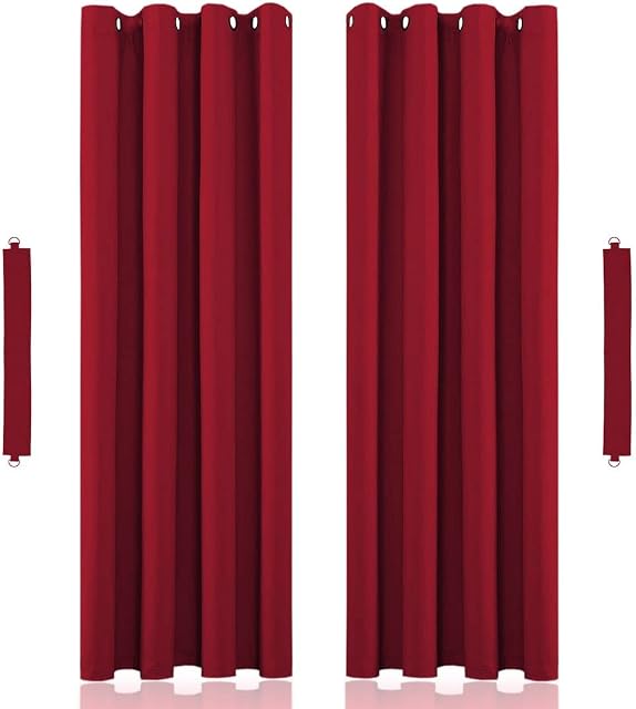 John Aird Eyelet Thermal Energy Saving Blackout Curtains Inc Tie Backs (Red, 117cm Width x 137cm Drop (46"x 54")