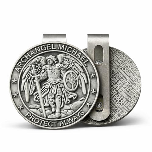 Image of Saint Michael Archangel Car Visor Clip, St Michael Medal for Auto Travel Accessories, Guardian Angel Visor Clip, Talisman for Safety, Catholic Gifts for Long Trips Family Friend Driver, 1 Pack