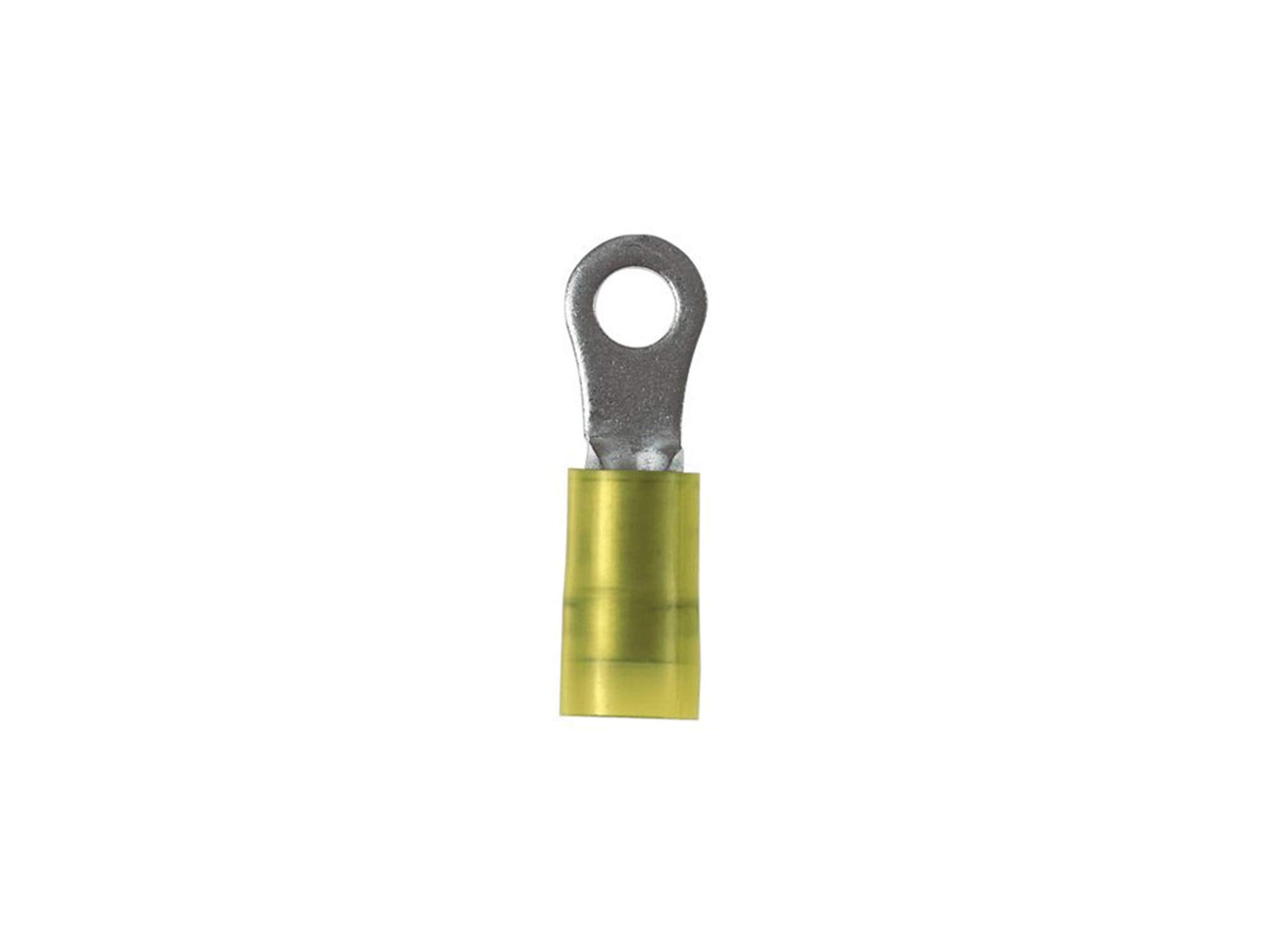 Panduit PN12-14HDR-D Ring Terminal, 16-12 AWG, 1/4" Stud Size, Heavy Duty, Nylon Insulated
