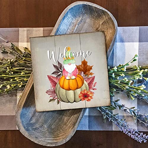 Panneau Welcome Fall Pumpkin décoration murale rétro en bois noble pour salon