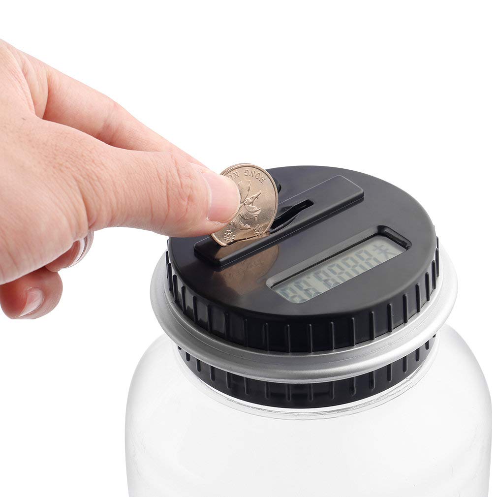 Naisidier Practical Digital Coin Saving Money Box Jar Automatic Counting Piggy Bank Garden Home ...