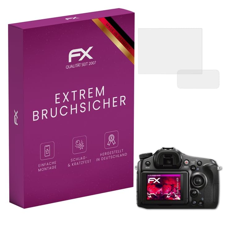 atFoliX Plastic Glass Protective Film compatible with Sony Alpha a68 Glass Protector, 9H Hybrid-Glass FX Screen Protector (Set of 1)