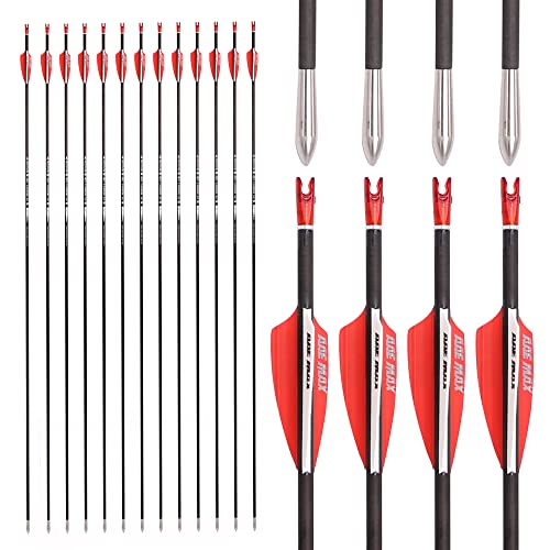 ACCMOS 6/12個 内径3.2mmスパイン 350 400 450 500 550 600 650 700 800 850 900 1000競争の矢真直度 0.009アーチェリーアロー為にコンパウンドボウリカーブボウ射撃 (12個, スパイン 500