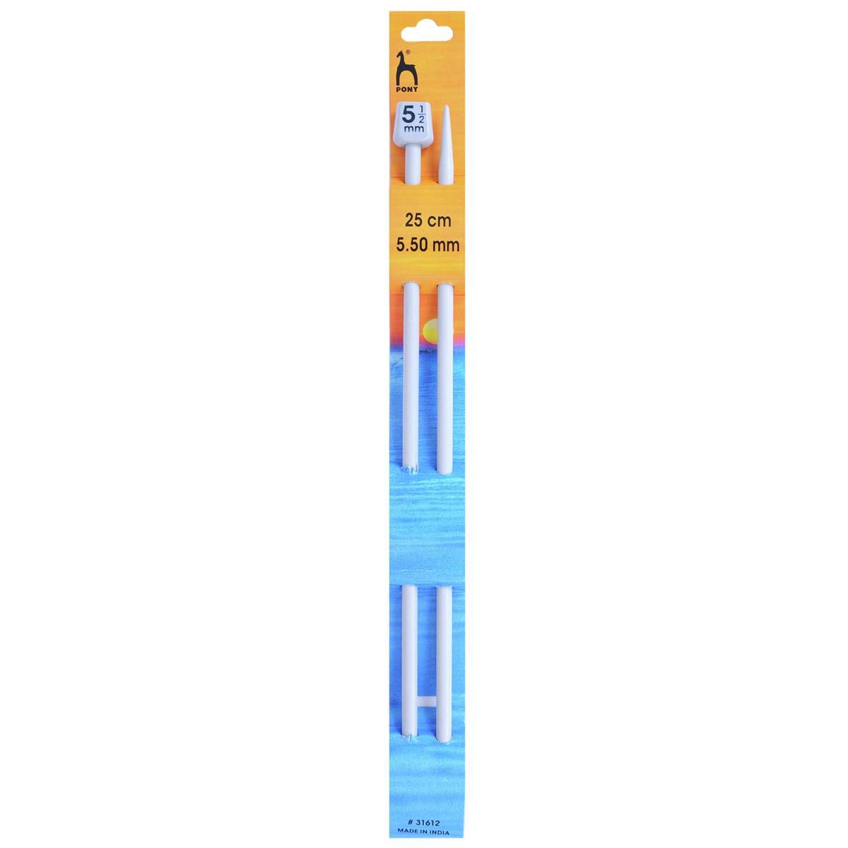 Pony Single Ended Classic Knitting Pins - 25Cm x 5.50mm, White