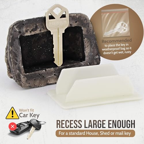 Image of Hide-A-Spare-Key Fake Rock - Looks & Feels Like Real Stone - Safe for Outdoor Garden Or Yard, Geocaching (Pack of 1)