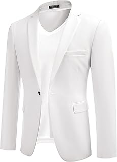COOFANDY Men's Blazers Slim Fit Tuxedo One Button Suits for Men Classic Lightweight Black Suit Regular Smart Jackets Weddi...