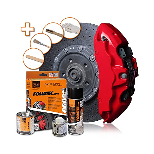 Foliatec Bremssattel Lack Set, Hitzebeständig, Komplettsatz für 4 Bremssättel, Racing Rosso, 7-teiliges Set – Bild 3