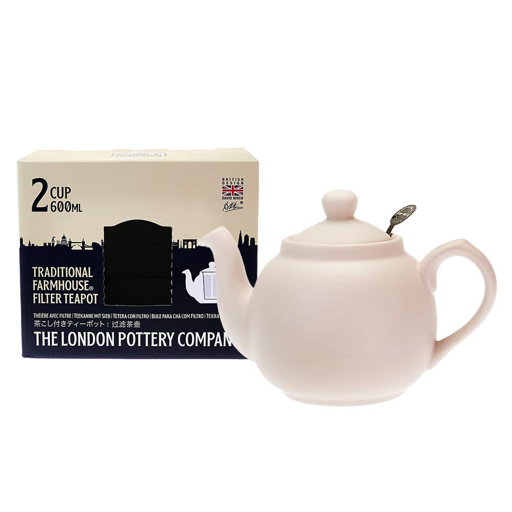 KitchenCraft London Pottery Tetera Pequeña con Colador Incorporado de Cerámica, 600 ml (2 Tazas) - Rosa