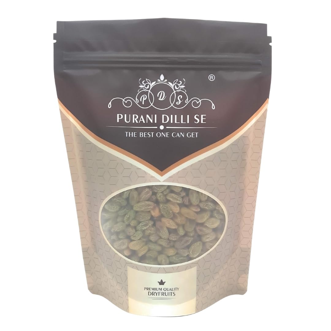PURANI DILLI SE THE BEST ONE CAN GET Dried Kishmish Moti/Gol Pure Kandhari Organic Green Raisins Aaa Grade (400Gm)