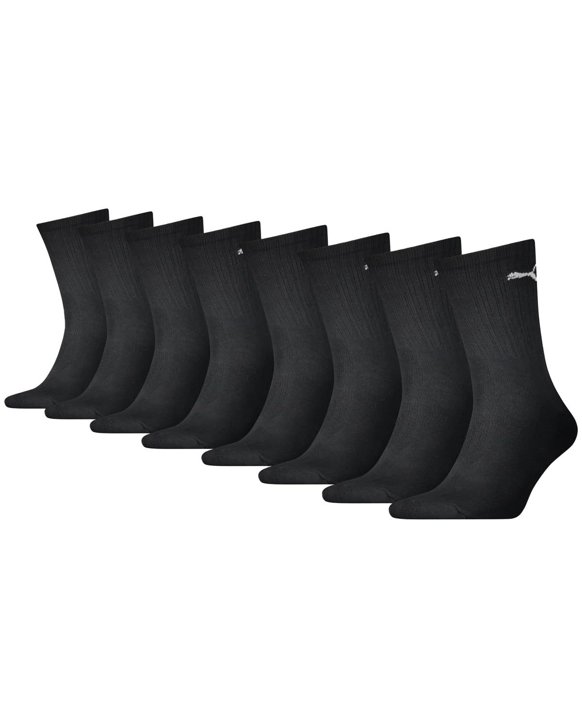 Puma Unisex Black 8 Pairs 6+2 Pairs Regular Crew Socks 9-11 (43/46)