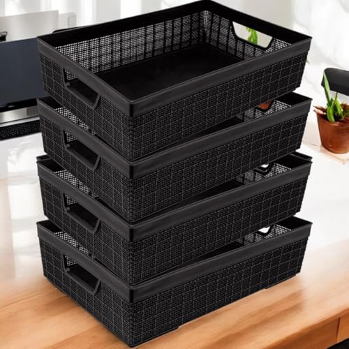 Kit 4 Cesto Organizador Plástico 5,2L Design Juta Multiuso Cozinh...