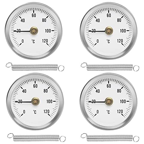 URPIZY Home & Industrial Clip on Pipe Thermometer,Stainless Steel Clamp-on Tube thermometer Tube Spring 63mm 0-120℃ Cover