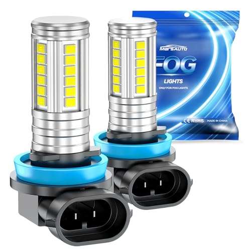 Marsauto H11 H16 H8 Led Fog Light Bulb 12,000LM, 1:1 Size 360° Illumination H16 H8 Fog Lights Led, 600% Bright Strong Penetration, Upgraded LED Chips H11 Fog Light Bulbs for Car, Tail Light Covers