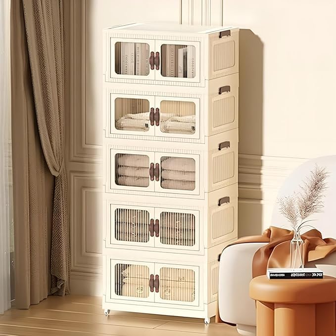 Armário Multiuso Dobrável Estante Vertical 5 Caixas Organizador V...