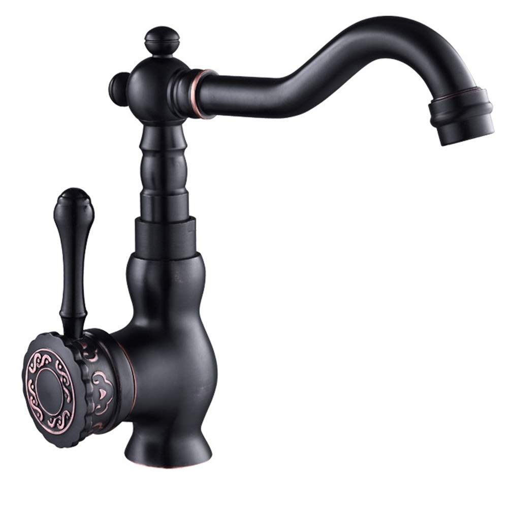 Liuzecai Faucet American 8mm Inlet And Outlet Pipe Diameter Contemporary Handle Tall Vessel Sink Bathroom Faucet Basin Mixer Tap Easy To Install Kitchen Faucet (Color : Black, Size : S)