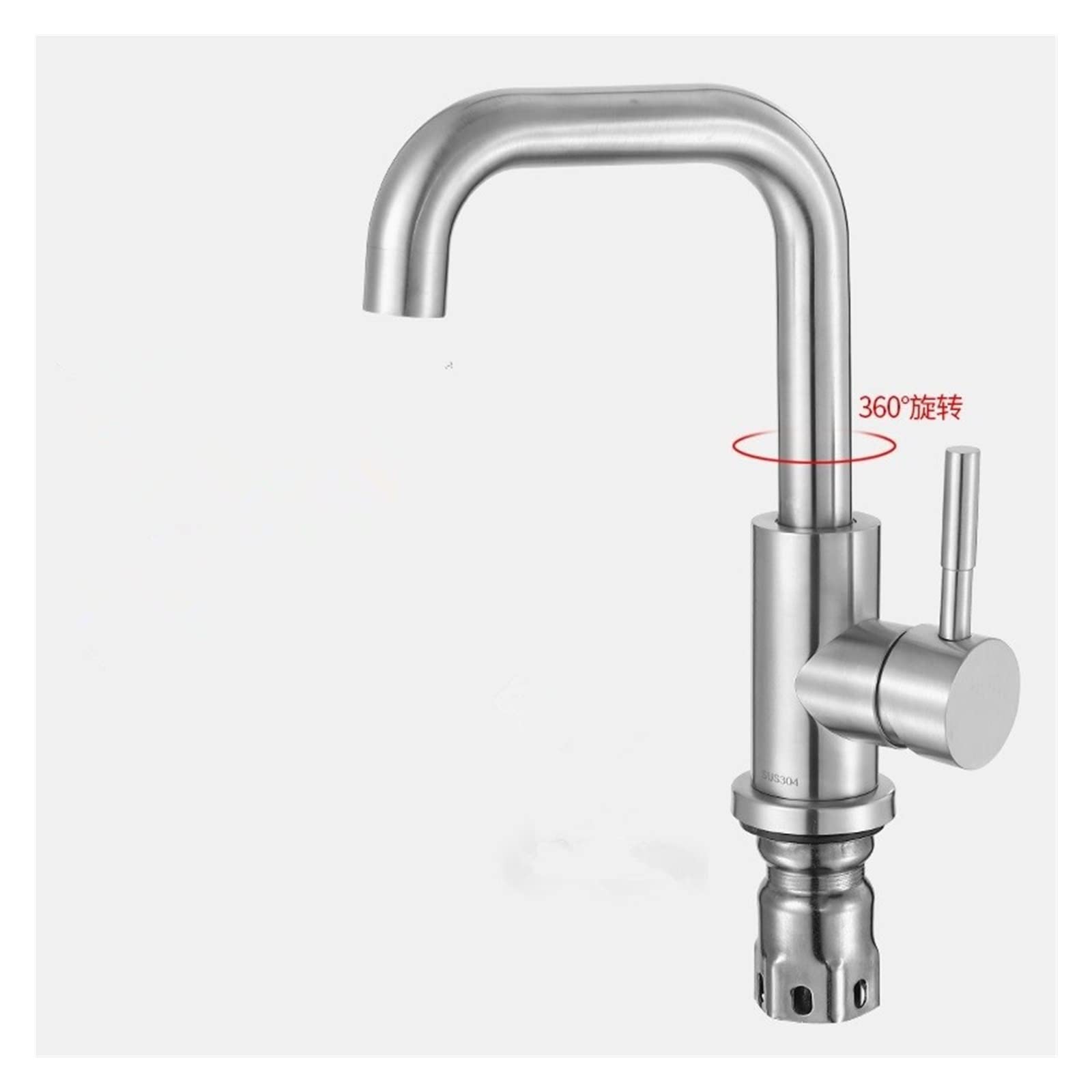 BHFPFZA Stainless Steel Kitchen Sink Faucet Mixer T Swivel Single Lever Design Bathroom Sink Tap with Fittings - Ele Plating h