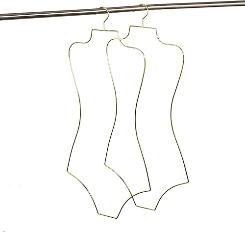 Miniatura 7 de Perchas de lencería (tamaño grande) 10 piezas de alambre en forma de cuerpo perchas doradas para bikini o traje de baño
