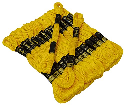 Image of Cross Stitch Hand Embroidery Thread Stranded Cotton Craft Sewing Floss 25 Skeins-Yellow