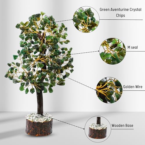 Image of Crystal Heaven Certified Green Aventurine Crystal Tree for Good Luck - Healing Crystals Money Tree for Wealth, Positive Energy at Home Office - Decorative Spiritual Gifts for Vastu, 9 x 25 Cm