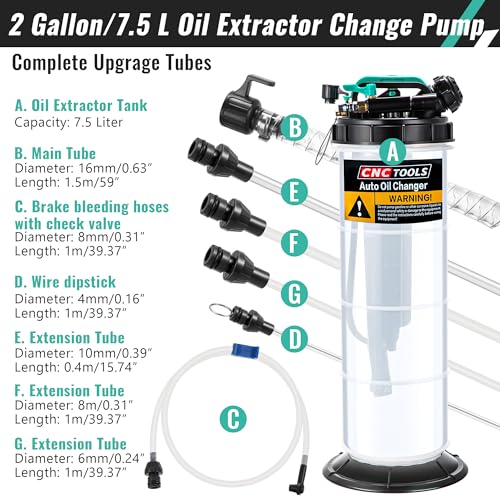 Image of Estune 7.5L /2 Gallon Fluid Extractor Pump with 5 Pcs Brake Bleeding Hose