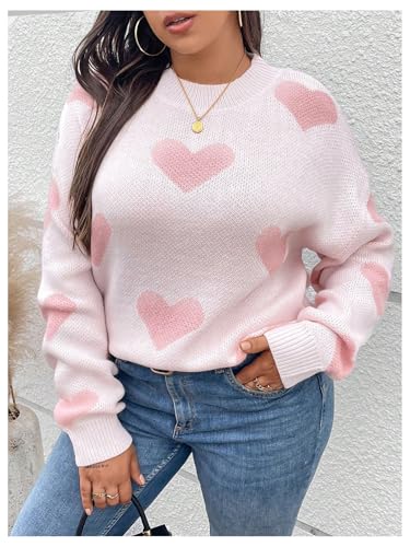 Verdusa Women's Plus Size Printed Long Sleeve Pullovers Crew Neck Loose Knitted Sweaters3