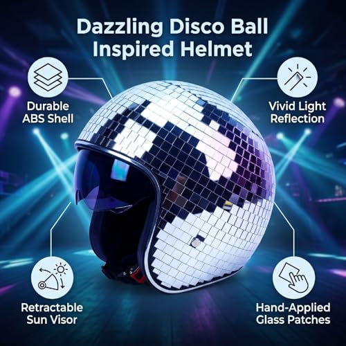 Casque de boule disco punk à visière rétractable pour briller en soirée - 2